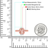 Halo Style Oval Engagement Ring Simulated Cubic Zirconia 925 Sterling Silver
