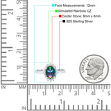 Halo Style Oval Engagement Ring Simulated Cubic Zirconia 925 Sterling Silver