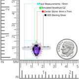 Halo Teardrop Pear Wedding Ring Simulated Cubic Zirconia 925 Sterling Silver