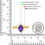 Halo Teardrop Pear Wedding Ring Simulated Cubic Zirconia 925 Sterling Silver