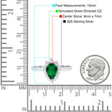 Halo Teardrop Pear Wedding Ring Simulated Cubic Zirconia 925 Sterling Silver