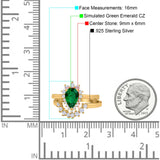 Teardrop Two Piece Art Deco Simulated CZ Wedding Ring 925 Sterling Silver