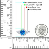 Halo Vintage Engagement Ring Round Simulated Cubic Zirconia 925 Sterling Silver