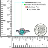 Halo Vintage Engagement Ring Round Simulated Cubic Zirconia 925 Sterling Silver