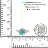 Halo Vintage Engagement Ring Round Simulated Cubic Zirconia 925 Sterling Silver