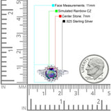 Halo Vintage Engagement Ring Round Simulated Cubic Zirconia 925 Sterling Silver