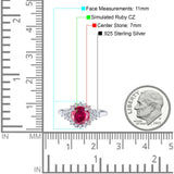 Halo Vintage Engagement Ring Round Simulated Cubic Zirconia 925 Sterling Silver
