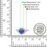 Halo Vintage Engagement Ring Round Simulated Cubic Zirconia 925 Sterling Silver