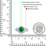Two Piece Halo Engagement Ring Round Simulated Cubic Zirconia 925 Sterling Silver