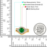 Two Piece Halo Engagement Ring Round Simulated Cubic Zirconia 925 Sterling Silver