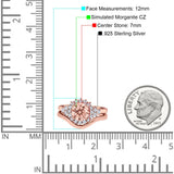 Two Piece Halo Engagement Ring Round Simulated Cubic Zirconia 925 Sterling Silver