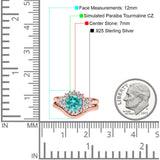 Two Piece Halo Engagement Ring Round Simulated Cubic Zirconia 925 Sterling Silver