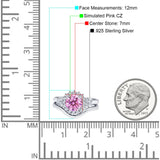 Two Piece Halo Engagement Ring Round Simulated Cubic Zirconia 925 Sterling Silver