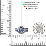 Two Piece Halo Engagement Ring Round Simulated Cubic Zirconia 925 Sterling Silver