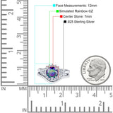 Two Piece Halo Engagement Ring Round Simulated Cubic Zirconia 925 Sterling Silver