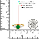 Art Deco Engagement Ring Round Simulated Cubic Zirconia 925 Sterling Silver