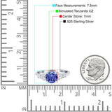 Art Deco Engagement Ring Round Simulated Cubic Zirconia 925 Sterling Silver