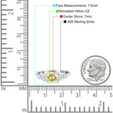 Art Deco Engagement Ring Round Simulated Cubic Zirconia 925 Sterling Silver