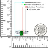 Emerald Cut Wedding Engagement Ring Simulated Cubic Zirconia 925 Sterling Silver