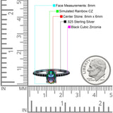 Accent Art Deco Wedding Ring Black Simulated Cubic Zirconia 925 Sterling Silver