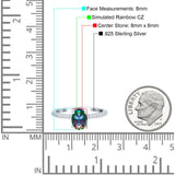 Oval Solitaire Accent Wedding Ring Simulated Cubic Zirconia 925 Sterling Silver