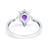 Teardrop V Chevron Engagement Ring Simulated Cubic Zirconia 925 Sterling Silver