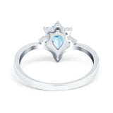 Teardrop V Chevron Engagement Ring Simulated Cubic Zirconia 925 Sterling Silver