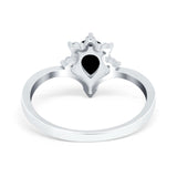 Teardrop V Chevron Engagement Ring Simulated Cubic Zirconia 925 Sterling Silver