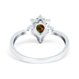 Teardrop V Chevron Engagement Ring Simulated Cubic Zirconia 925 Sterling Silver