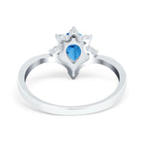 Teardrop V Chevron Engagement Ring Simulated Cubic Zirconia 925 Sterling Silver