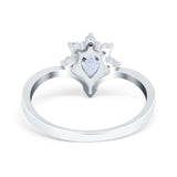 Teardrop V Chevron Engagement Ring Simulated Cubic Zirconia 925 Sterling Silver