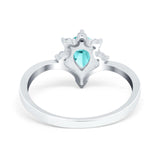 Teardrop V Chevron Engagement Ring Simulated Cubic Zirconia 925 Sterling Silver