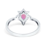 Teardrop V Chevron Engagement Ring Simulated Cubic Zirconia 925 Sterling Silver