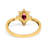 Teardrop V Chevron Engagement Ring Simulated Cubic Zirconia 925 Sterling Silver