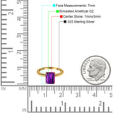 Emerald Simulated Cubic Zirconia Cathedral Engagement Ring 925 Sterling Silver Center Stone-(7mmx5mm)