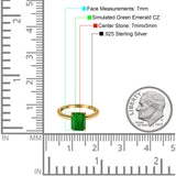 Emerald Simulated Cubic Zirconia Cathedral Engagement Ring 925 Sterling Silver Center Stone-(7mmx5mm)