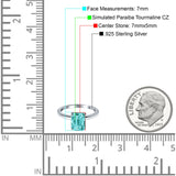 Emerald Simulated Cubic Zirconia Cathedral Engagement Ring 925 Sterling Silver Center Stone-(7mmx5mm)