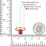 Emerald Simulated Cubic Zirconia Cathedral Engagement Ring 925 Sterling Silver Center Stone-(7mmx5mm)