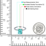 Cathedral Engagement Ring Emerald Simulated Cubic Zirconia 925 Sterling Silver Center Stone-(8mmx6mm)