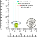 Cathedral Engagement Ring Emerald Simulated Cubic Zirconia 925 Sterling Silver Center Stone-(8mmx6mm)