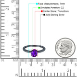 Simulated Cubic Zirconia Cathedral Wedding Ring 925 Sterling Silver Center Stone-(7mmx5mm)