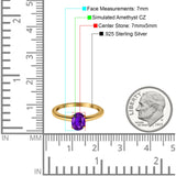 Simulated Cubic Zirconia Cathedral Wedding Ring 925 Sterling Silver Center Stone-(7mmx5mm)