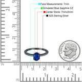 Simulated Cubic Zirconia Cathedral Wedding Ring 925 Sterling Silver Center Stone-(7mmx5mm)