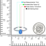 Simulated Cubic Zirconia Cathedral Wedding Ring 925 Sterling Silver Center Stone-(7mmx5mm)