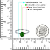 Simulated Cubic Zirconia Cathedral Wedding Ring 925 Sterling Silver Center Stone-(7mmx5mm)