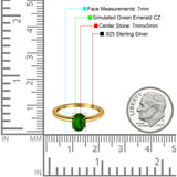 Simulated Cubic Zirconia Cathedral Wedding Ring 925 Sterling Silver Center Stone-(7mmx5mm)