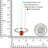 Simulated Cubic Zirconia Cathedral Wedding Ring 925 Sterling Silver Center Stone-(7mmx5mm)