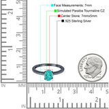 Simulated Cubic Zirconia Cathedral Wedding Ring 925 Sterling Silver Center Stone-(7mmx5mm)