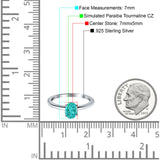 Simulated Cubic Zirconia Cathedral Wedding Ring 925 Sterling Silver Center Stone-(7mmx5mm)