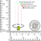 Simulated Cubic Zirconia Cathedral Wedding Ring 925 Sterling Silver Center Stone-(7mmx5mm)